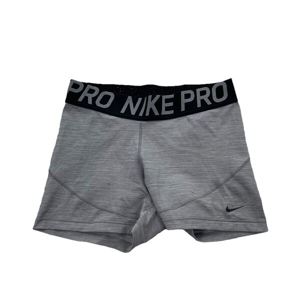 Nike Pants - Nike Pro Women Large Shorts Athletic Gym Weightlifting LOGO Gray 3" In 26-10